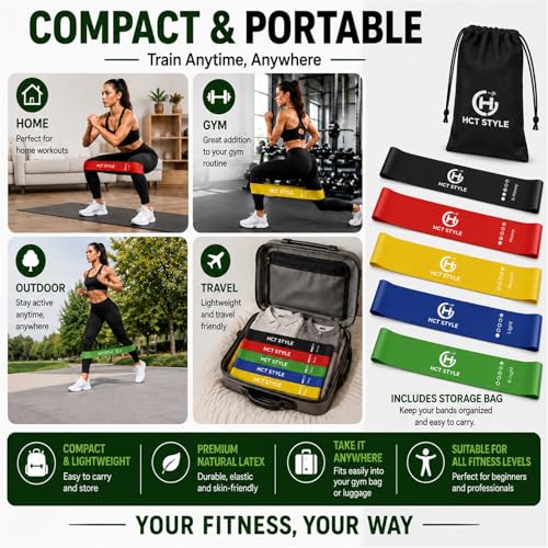 Multi-Color Resistance Bands Set of 5 for Full Body Workout, Yoga & Fitness