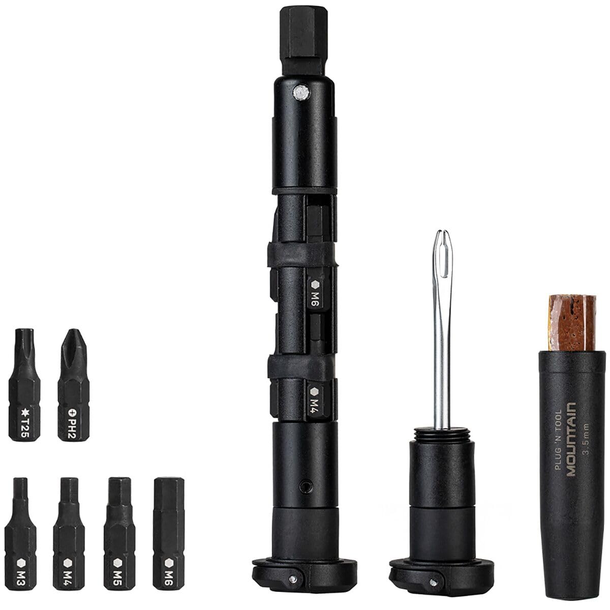 Topeak Plug’n Tool Mountain – Dual Handlebar-End Hidden Kits with 3.5mm Tubeless Plug Repair, Tire Plugs & 7 Multi Bits – Compact MTB Repair System, On-Trail Maintenance