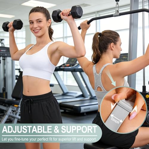 Adjustable Sports Bras for Women High Support Padded Racerback Medium Black/White/Silver Grey