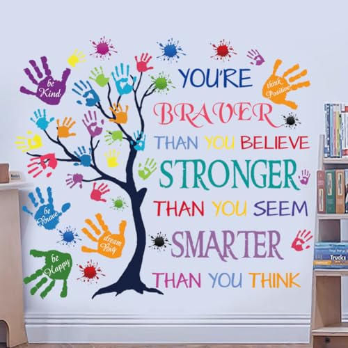 Colorful Motivational Quote Wall Decal - You're Braver, Stronger, Smarter