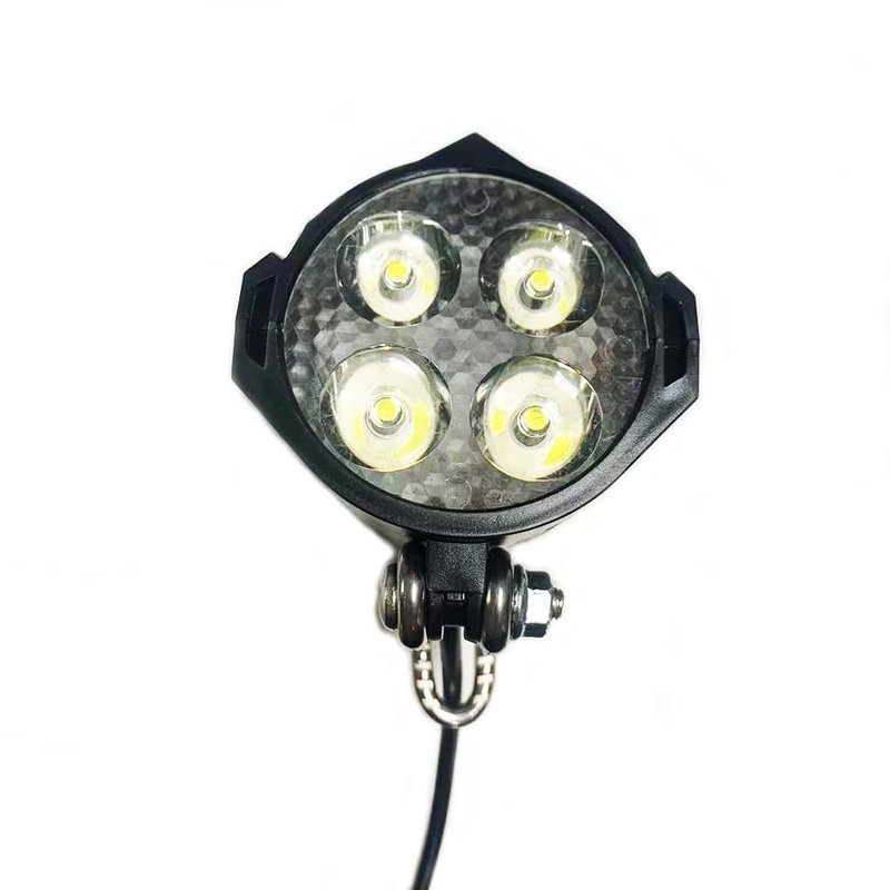 Ebike Headlight 36V-48V Super Bright LED Light for Electric Bike Scooter Mountain Bike Light for Night Riding Waterproof (Long calbe (Plug Holes))