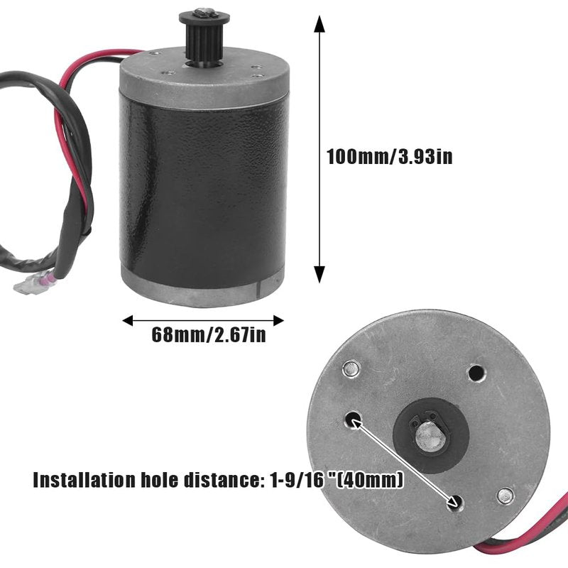 Joyzan Wheel Brush Motor, DC 24V 100W High Speed Aluminum Alloy Pulley Synchronizing Electric Small Brushed Gear Controller Metal Belt Accessory for Mini E Bike Scooter Quad Go Cart ATV Bicycle 6812