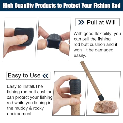 Fishing Rod Butt Cap Silicone Protector - 6pcs S+M+L