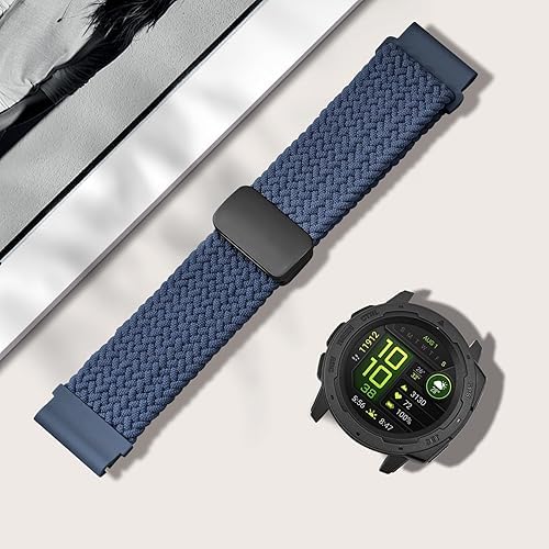 Nylon Elastic Woven Watch Band for Garmin Instinct 3 - Dark Blue