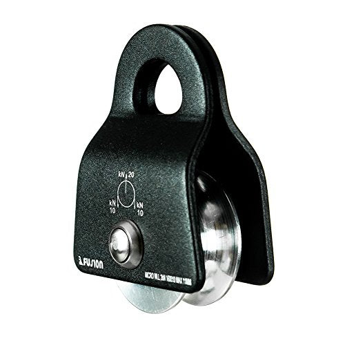 Fusion Climb Ekat Micro Aluminum Side Swing Pulley for Zipline, Black