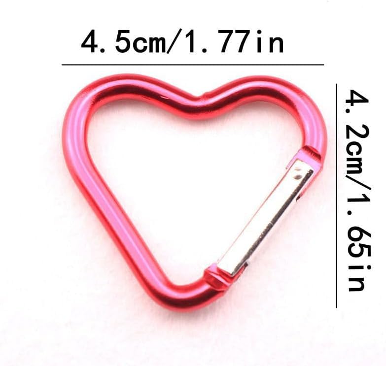 Heart-Shaped Aluminum Carabiner Clip - Heavy Duty Keyring Hook - Pink