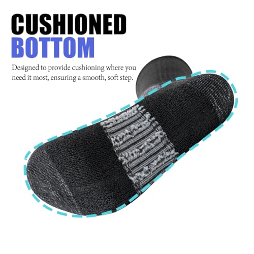 JOYNÉE Black 5 Pairs Men's Lightweight Athletic Cushioned Crew Socks - Large