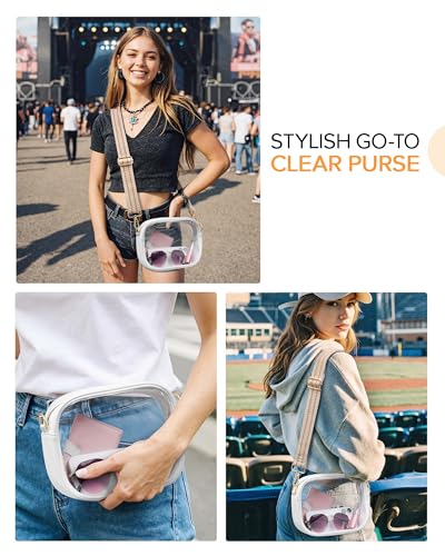 Clear Stadium Purse with Adjustable Strap | Lightweight & Water-Resistant Crossbody Bag for Events