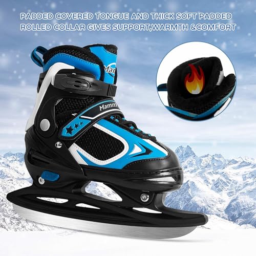 MammyGol Adjustable Kids Ice Skates Blue Medium US 1-4 Recreational Hockey
