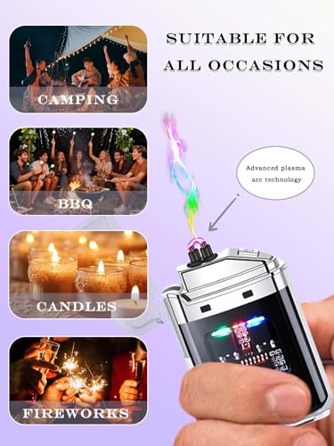 FliuSuax Black Rechargeable USB-C Plasma Arc Lighter Windproof Flameless