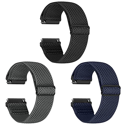 Elastic Bands for Fitbit Versa 2 - Adjustable Nylon Braided - Black, Gray & Indigo