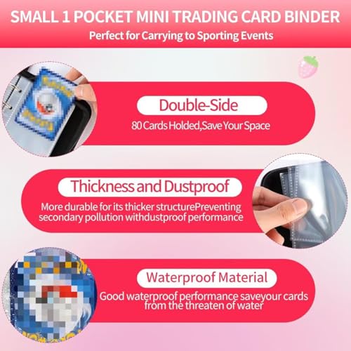 Sakura Cat Small 1 Pocket Card Binder with 40 Sleeves – CLOKORIA Mini 80 Card Capacity