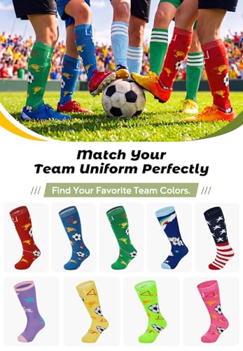 Toddler Girls Soccer Knee High Socks - Breathable Cotton - 6-9 Years Pink