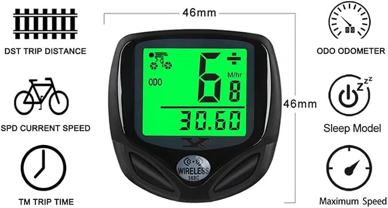 Wireless Waterproof Bicycle Speedometer & Odometer with LCD Display