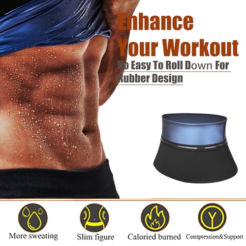Waist Trimmer for Men Sauna Belt - Neoprene-Free, X-Large Blue