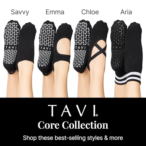 TAVI Chloe Pilates Socks with Grips for Women - Small Ebony