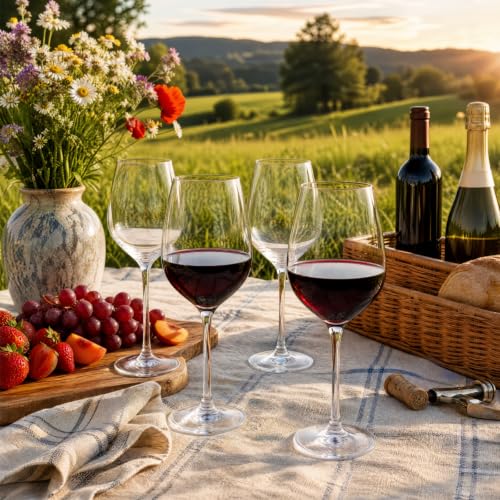 Dicunoy 16 oz Unbreakable Stemmed Wine Glasses Set, Plastic Goblets for Outdoor Patio Poolside Camping
