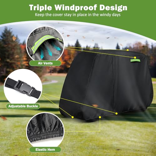 KERANTY Waterproof 2 Passenger Golf Cart Cover for Yamaha E-Z-Go Club Car 98"L x 55"W x 70"H