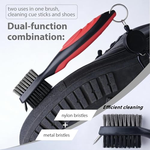 Golf Club and Shoe Brush Cleaner with Retractable Carabiner