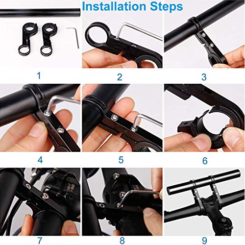 Bike Handlebar Extender Aluminum Alloy 30cm Long Extension for Lights Phone Mounts