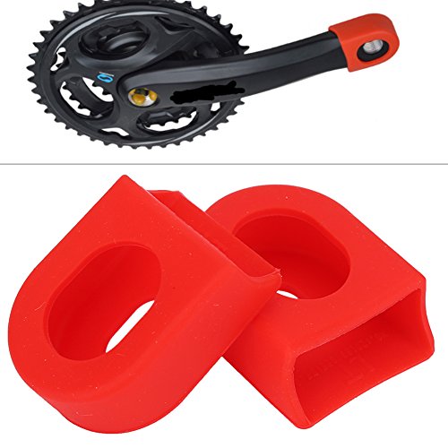 Bicycle Crank Arm Boots - Soft Silicone Sleeve Crank Protectors (Black, Pack of 2)
