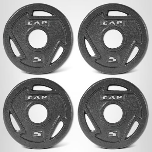 CAP Barbell 2-Inch Olympic Grip Weight Plate, 5 lb, Set of 4, 5 lb, Set of 4 Black (OPHWIS-005)