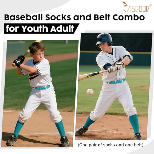Teal Baseball Socks and Elastic Belt Combo for Youth & Adults - Softball Gear