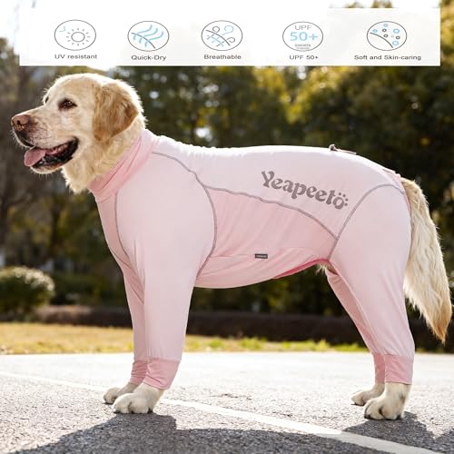 Dog Cooling Suit with UPF 50+ Sun Protection, Quick-Dry Jumpsuit for Large & Medium Dogs (Blush Pink, 5X-Large)