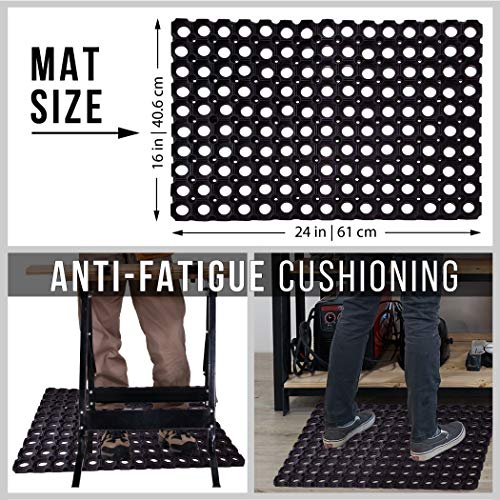 SafetyCare Interlocking Rubber Drainage Floor Mat - Anti-Fatigue - 24 x 16 inches - 1 Mat