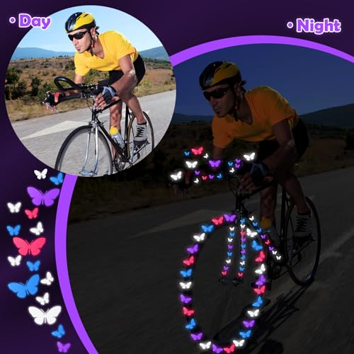 12 Pcs Butterfly Reflective Stickers Waterproof Vinyl Decals for Helmets & Bicycles