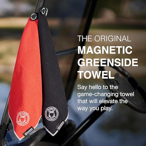 Magnetic Golf Towel - Ultra-Absorbent Microfiber - 18" x 18" - Black
