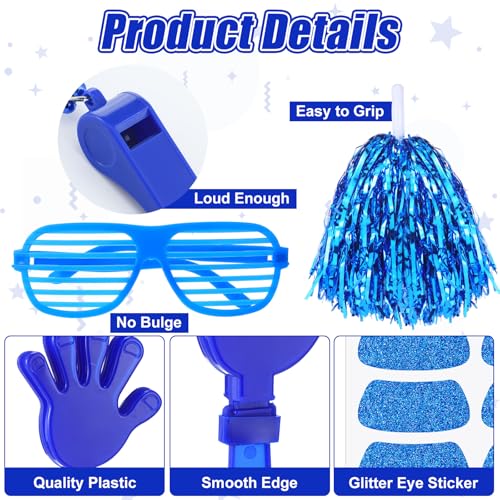 Realspring Blue School Spirit Accessories Pack 148 pcs for Sports & Events