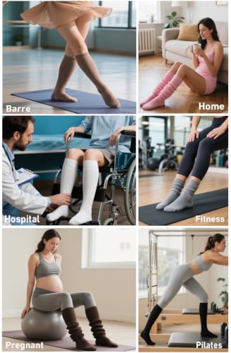 Grip Pilates Socks for Women - 3 Pairs Slouch Scrunch Yoga