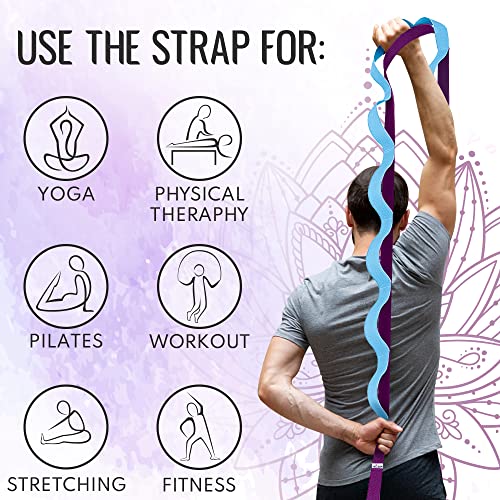 Stretching Strap with 10 Loops for Physical Therapy - Purple Blue