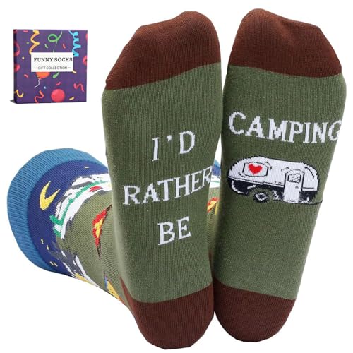 I'd Rather Be Camping Funny Novelty Socks for Men and Women - One Size