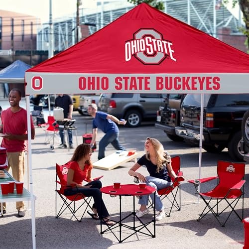 Ohio State Buckeyes Checkerboard Canopy Tent - 9' x 9', Vented Roof