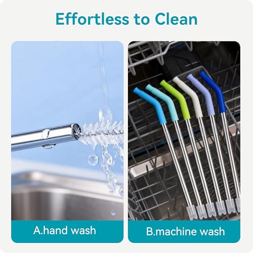 20 oz Straight Metal Straws with Silicone Tips - 6 Color Options