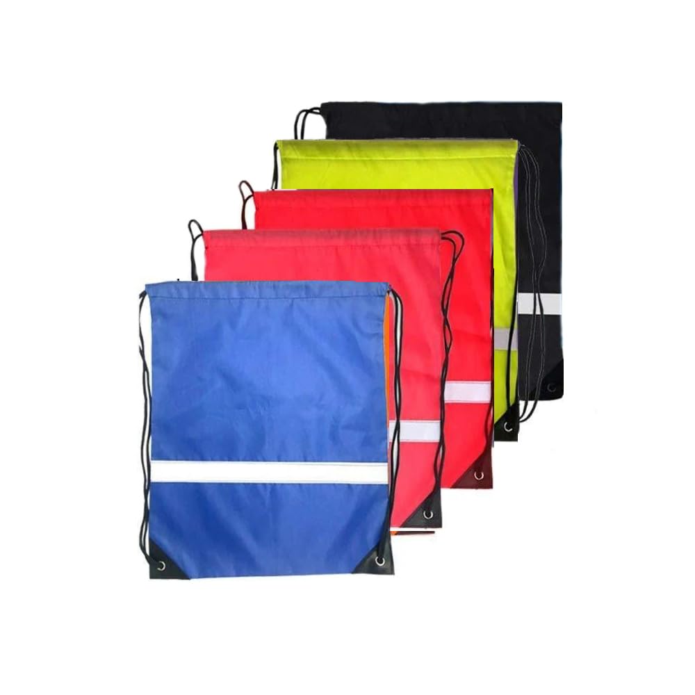 Leadigol 5 Pack Drawstring Backpack,Sport Drawstring Backpack Bags with Reflective Strip,String Backpack Cinch Bags for Women Men,for Yoga Sport Gym Traveling
