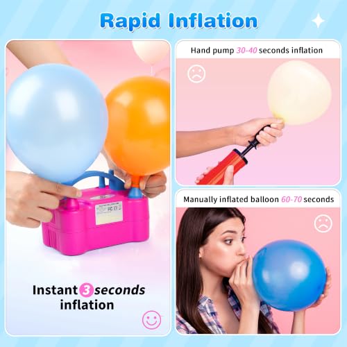Electric Balloon Pump for Balloons - Portable Dual Nozzle Inflator for Party Decorations