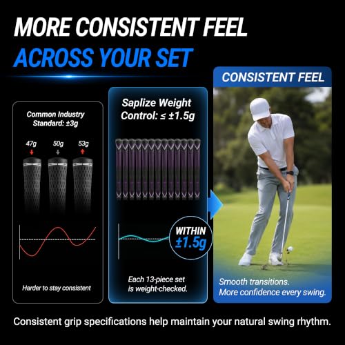 G50 Endurance Golf Grips Set - Purple Midsize, 13 Grips with Tapes
