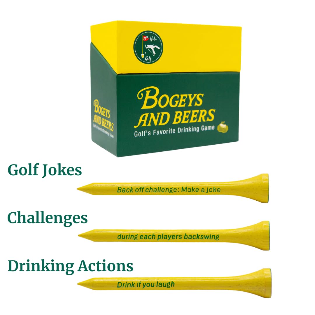 Bogeys and Beers | Golf Tees with a Twist | Play While You Golf | Fun Interactive On-Course Golf Tee Based Drinking Game | Perfect Golf Gift | Bachelor Party Novelty