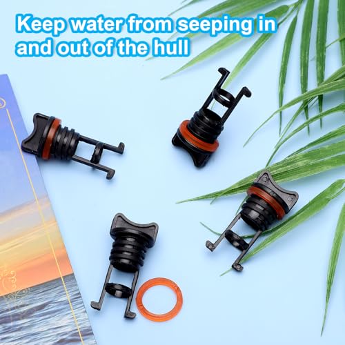 Kayak Drain Plugs - 4 Pack Nylon Boat Drain Plugs - Orange