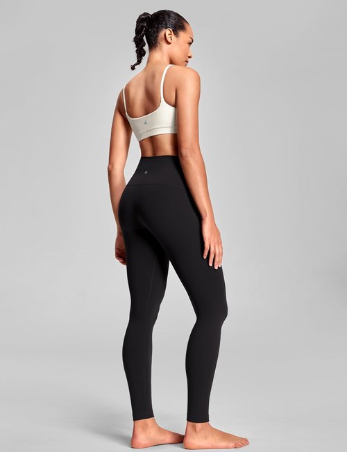 HeyNuts Workout Pro Full Length Leggings for Tall Women, High Waisted Compression Workout Leggings Athletic Tummy Control Yoga Pants 28'' Black M(8/10)