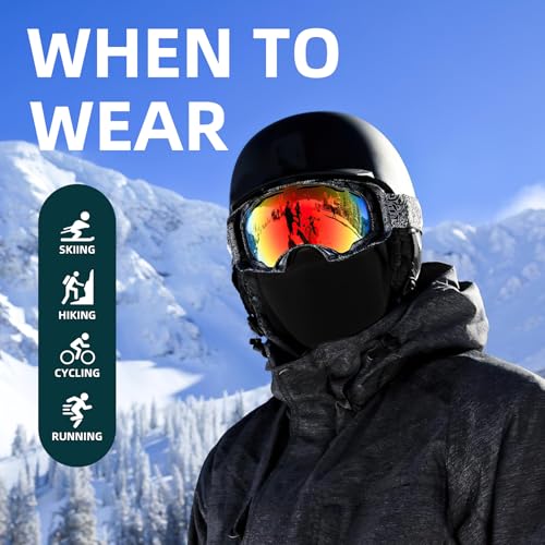 Fleece Balaclava Ski Mask - Windproof Full Face Cover, Black