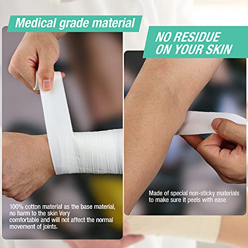White Athletic Sports Tape - Strong, Easy Tear, No Residue, 3 Pack (1.5in x 35ft)