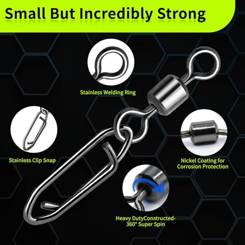 Fishing Speed Clips - 50-Pack Quick-Change Swivels, 4#