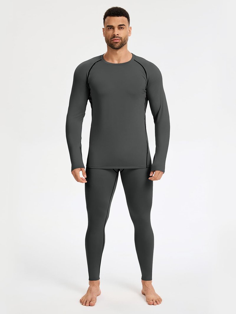 Mexholin 4 Pack Thermal Shirts for Men Long Sleeve Compression Shirts Sim Fit Thermal Underwear Tops for Cold Weather Black/Dark Gray/Black/Gray M