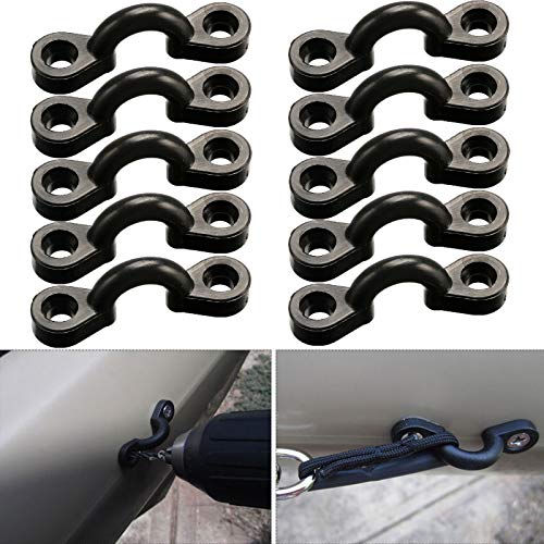 Nylon Bungee Deck Loops Kit - 10PCS Pad Eye with 20 Screws - Black