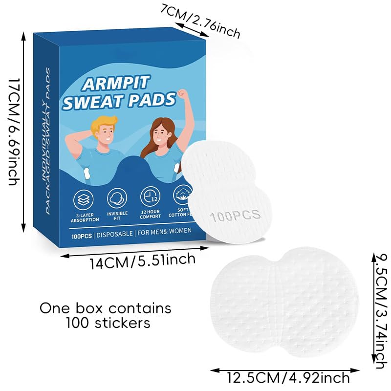 100 Pack Armpit Sweat Pads - Super Absorbent & Skin-Friendly Guards