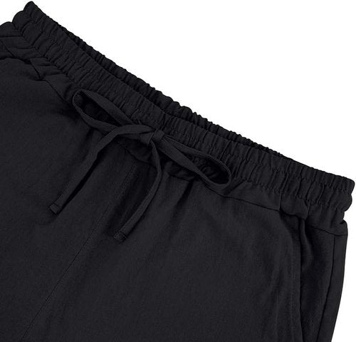 DMOYALA Men's Linen Shorts - Elastic Waist & Drawstring | Casual Summer Beach Bermuda with Pockets